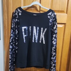 Black Sequin Sleeve Sweatshirt